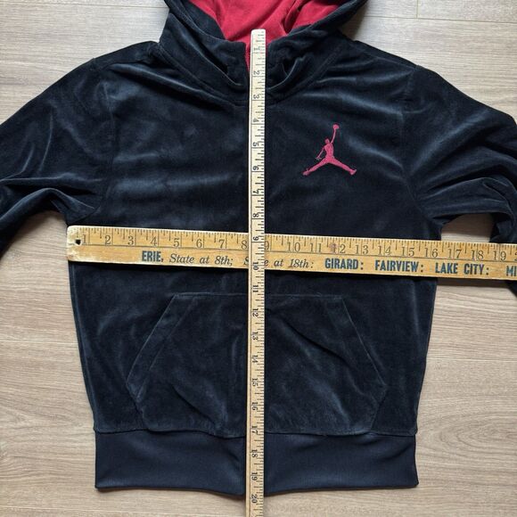 Boy's Youth Nike Jordan Full Zip Velour Hoodie Jacket Black Size Small (6-10Y) - Picture 4 of 6